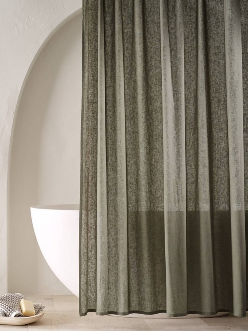 NEW Casaluna Linen Shower Curtain, Green